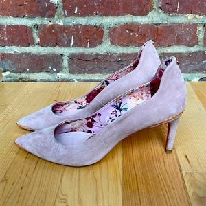 Ted Baker London Savio Pointed Toe Pink Suede Heels 39.5